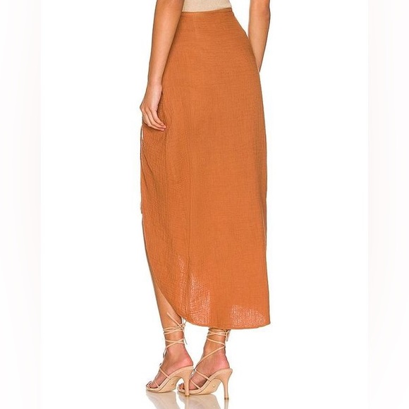 NWT - FREE PEOPLE - Natural Cerine Ruched  Midi Skirt - Picture 3 of 6